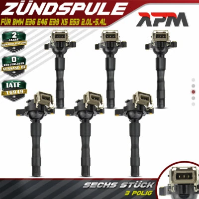 6x Zündspule Zündmodul für BMW Z3 E36 E46 5ER E39 7ER E38 8ER E31 X5 E53 12V - Bild 1 von 4