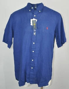 Polo Ralph Lauren Linen Shirt Men's Size L Tall Short Sleeve Button Down Top - Picture 1 of 8