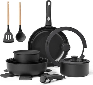 Ceramic Nonstick Cookware Set, Healthy,Non Toxic,17-Pieces Pots and Pans Set Rem - Picture 1 of 7