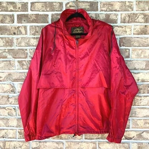 Vintage Eddie Bauer men's red Sac Jac vented hooded windbreaker jacket size L - Picture 1 of 11