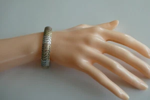 792-925er Silber Colloriert Armband Lang 19 cm Breit 12 mm Gewicht 23 Gramm - Bild 1 von 8