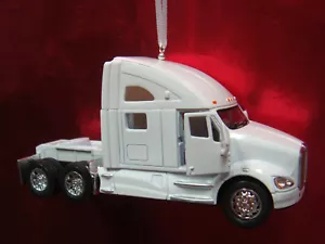 KENWORTH T700 ATD HEAVY DUTY SEMI HAULER 18 WHEELER TRK WHITE CHRISTMAS ORNAMENT - Picture 1 of 1