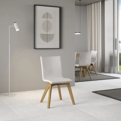 Sedia da cucina Trudy - similpelle Bianco e gambe Quercia - Immagine 1 di 2