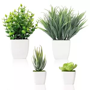 CEWOR 4 Pack Small Fake Plants Artificial Succulents Plants in Pots Artificia... - Picture 1 of 7