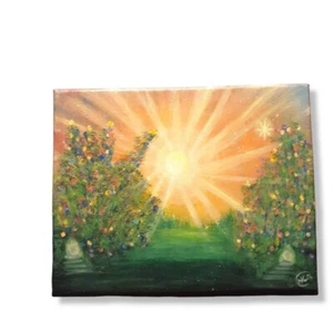 10 in x 8 in "Secret Garden" Acrylic Painting on Canvas by LUMLifeArt with COA - Picture 1 of 6