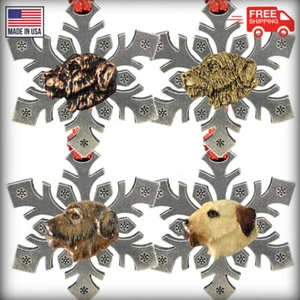 Pewter Dog Irish Wolfhound Snowflake Christmas Tree Ornaments, Made in the USA - Picture 1 of 6