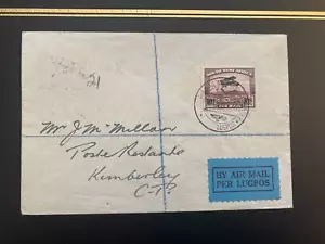 1931 SOUTH WEST AFRICA SWA Cover: 1st Xmas Flight 10d rate Air Mail to Kimberley - Picture 1 of 4