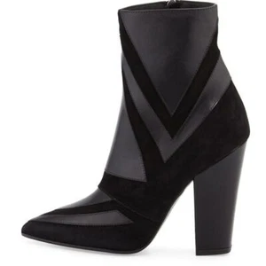 Laurence Dacade $,1050 Isola geometrisches Patchwork schwarz Leder Stiefelette (37,5) - Bild 1 von 9