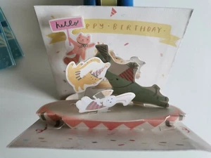 TREASURES - 2 CARTOLINE BIGLIETTI D'AUGURI POP UP  cm 13 X 13 - Picture 1 of 6