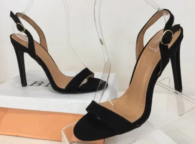 Bebo Kara 女式黑色麂皮绒露趾高跟鞋 6 码 — 第 1/4 张图片