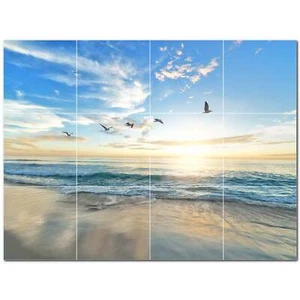 Sunset Ceramic Tile Wall Mural PT500973. 17" W x 12.75" H (12) 4.25 tiles - Picture 1 of 1