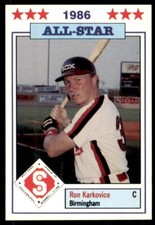 1986 Jennings Southern League All-Stars Minor League Ron Karkovice (D)