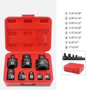 8Pcs Impact Socket Reducer Adapter Set 1/4" 3/8" 1/2" 3/4" 1" with Storage Case - Picture 1 of 14