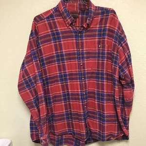 Men's Shirt High Sierra By Mervyns XX Large Red Blue Plaid Button Front Vintage - Picture 1 of 8