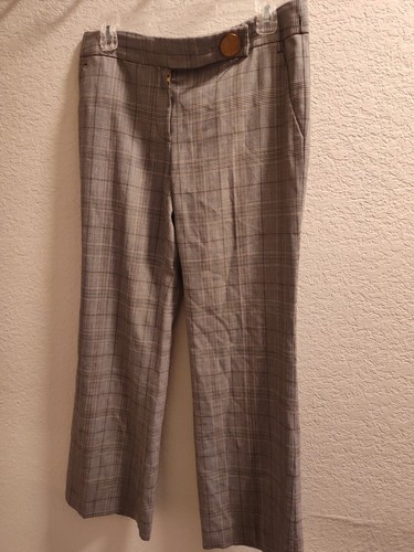 Pantaloni Tory Burch a quadri gamba larga taglia 8 lana poliestere cuciture interne 32 5" vita 33 5"