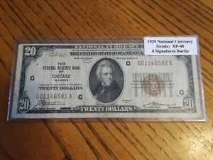 1929 TWENTY DOLLAR $20 NOTE - THE FEDERAL RESERVE BANK OF CHICAGO (HIGH GRADE) - Picture 1 of 6