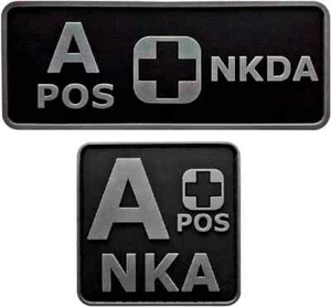 A+ Positive Blood Type NKDA ACU Morale Patch | 2PC PVC RUBBER -HOOK - Picture 1 of 1
