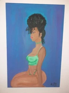 Canvas -Wall Art Framed Picture African Painting Contemporary Collectors Item - Picture 1 of 1