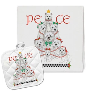 Westie Holiday Dish Towel & Pot Holder Set - Picture 1 of 1