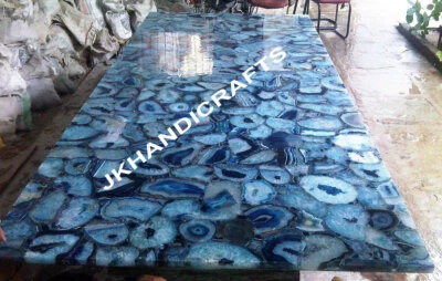 Natural Blue Agate Coffee center Table Top  Inlay Art Heritage Craft Agra Decor  - Image 1 of 3
