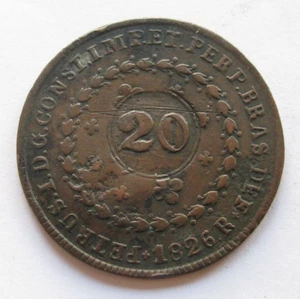 ZALDI2010 - BRASIL , 80 REIS DE 1826 RESELLADA A 20 REIS - Foto 1 di 2