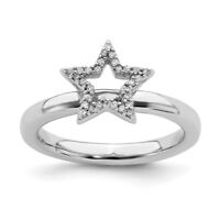 Rhodium-plated QSK334 Silver Stackable 2.25 mm Cross Ring & Diamonds