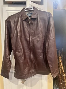 Polo Ralph Lauren Hombre’s L Negro Cuero Suave Chaqueta Clásica - Imagen 1 de 12