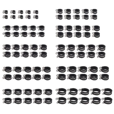 100pcs P Clips EPDM Rubber Lined Stainless Cable Hose Clamp Pipe Holder Air Clip - image 1 of 4