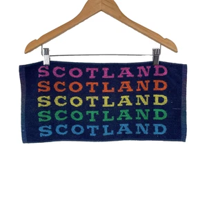 SEE CONDITION Rainbow SCOTLAND Washcloth Souvenir Hand Towel Vintage 100% Cotton - Picture 1 of 9