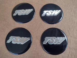 TSW Alloy Wheel Centre Cap Badges 60mm Black & Silver Genuine TSW NEW - Stealth? - Picture 1 of 14