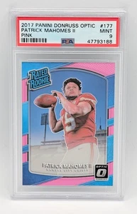 2017 DONRUSS OPTIC PINK PRIZM #177 PATRICK MAHOMES II RC RATED ROOKIE PSA 9 - Picture 1 of 2