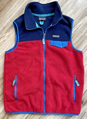Chaleco polar Patagonia Synchilla Snap-T para hombre mediano rojo azul ligero 25500 Foto 1 de 4
