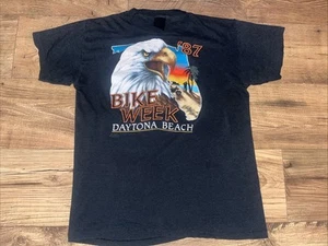 3D Emblem Harley Davidson Vintage Daytona Bike Week Shirt Black Medium 1987 - Picture 1 of 7
