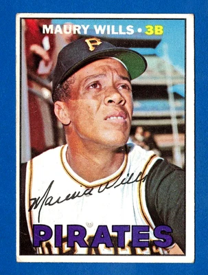 Tarjeta 1967 Topps #570 Maury Wills Pittsburgh Pirates -- En muy buena condición -- ligero pliegue Foto 1 de 3