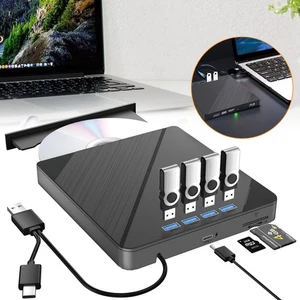 7 in 1 USB 3.0 Externes CD/DVD Laufwerk Brenner Player mit Type C für Laptop PC - Afbeelding 1 van 12