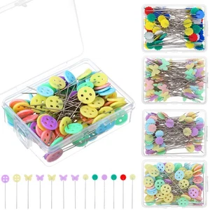  400 Stück gerade Stecknadeln, Quiltnadeln, Blumenkopfnadeln, mehrfarbige - Bild 1 von 11