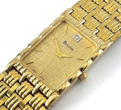 Vintage Bulova Diamond Dial Gold Tone Quartz Lady's  Watch  1995 - Image 1 of 4