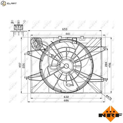 FAN ENGINE COOLING 47564 FOR G4KE/G4KC/G4KJ 2.4L G4KD 2.0L G4NA/G4ND 2.0L 4cyl - Image 1 of 4