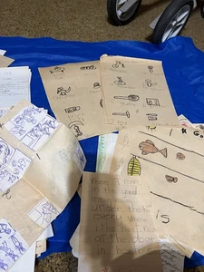 Schulpapiere 60er-70er Jahre K-8 Kunst, Arbeitsbuch Seiten, Mimeograph usw. 4 Pfund - Bild 1 von 24