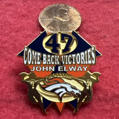 DEN-BRONCOS TEAM NFL.  PIN SOLAPA JOHN ELWAY #7 "47 VOLVER VICTORIAS". RARO Foto 1 de 4