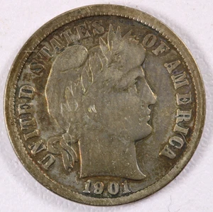 1901-O Barber Dime - VF Multi Color Toning - Picture 1 of 2