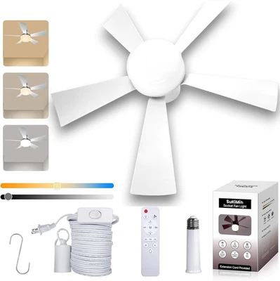 Socket Fan Light, 20.5", Plug in Ceiling Fan, Gazebo Fan, Outdoor/Indoor, 16.4 F - Image 1 of 4