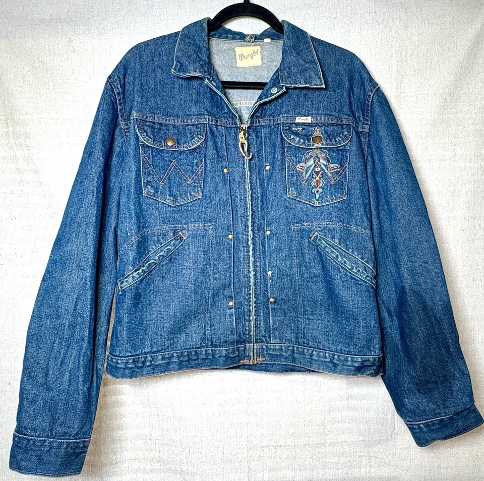 Chaqueta vaquera vintage años 60 Wrangler 24MJZ Scovill cremallera ilustraciones talla 44 Foto 1 de 4
