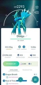 Pokémon Go-Shiny Dialga Origin-with Roar of Time-Trade 20k or 1mil Stardust - Picture 1 of 1