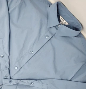 Top de popelina de gran tamaño ATHLETA para mujer pequeño azul claro rendimiento con botones - Imagen 1 de 11