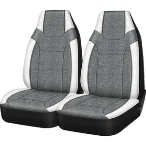 Auto Drive 2 Pack Electric Vehicle & Car Seat Cover Polyester Gray White - Picture 1 of 5