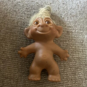 Vintage Troll White Hair Orange Eyes 3" Unmarked Old Naked - Picture 1 of 9