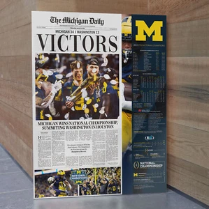 2023 Michigan Wolverines National Champions Glass Wall Frame 21.6" x 28.8" - Picture 1 of 3