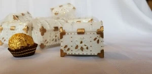 Favor Treasure Chest White With Gold Trim 10pcs Great For Jewelry Gift Or Candy - Picture 1 of 11