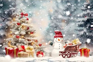 Snowman & Christmas Tree Winter Wonderland Wall Hanging - Perfect for Christmas - Picture 1 of 7